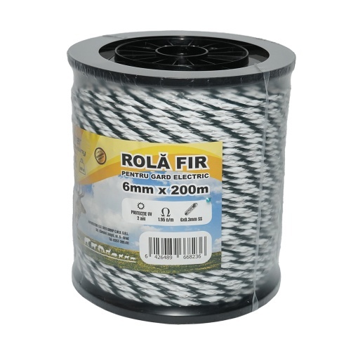 Rola fir alb-negru fi 6mm, 6x0.3mm SS inox, 1.95 Ohm/m 200m gard electric Breckner Germany - Img 2