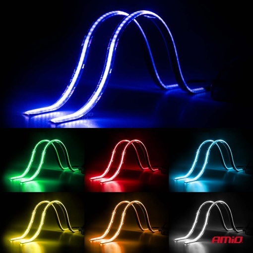 Set 2 benzi led flexibile cu telecomanda RGB 2x30 cm 12 V Amio - Img 4