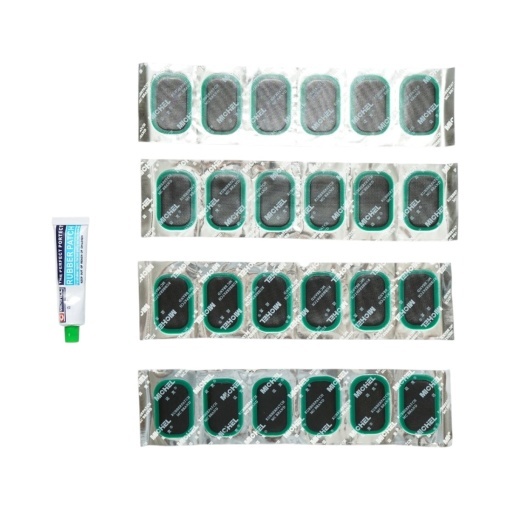 Set 24 petice vulcanizare ovale 35x52mm + 1 tub adeziv 20ml pentru camere de aer L-24 Michel - Img 5