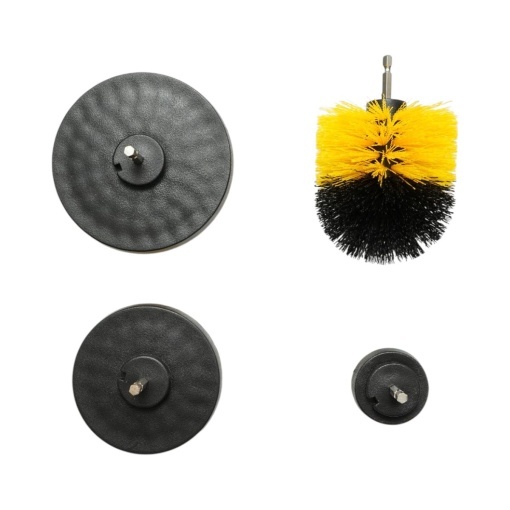 Set 4 perii rotative pentru curatare cu bormasina 50mm, 90mm, 100mm, 125mm, prindere 1/4 inch Breckner Germany - Img 3