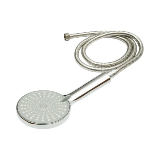 Set para dus cu furtun zincat 1.5m, 3 functii, duze silicon, crom lucios, plastic 120x250mm - Img 5