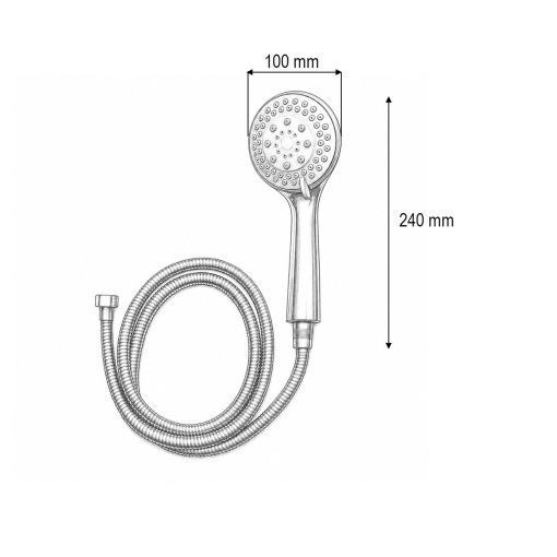 Set para dus cu furtun zincat 1.5m, 5 functii, crom lucios, plastic 100x240mm - Img 4