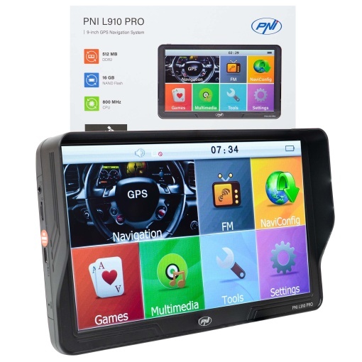 Sistem de navigatie GPS PNI L910 PRO cu parasolar, 9 inch, 800 MHz, 512MB DDR, 16GB memorie interna, FM transmitter, negru - Img 8