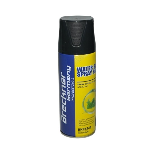 Spray vopsea negru mat pe baza de apa 450ml Breckner Germany - Img 3