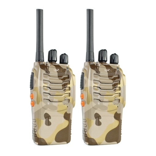 Statie radio portabila PNI PMR R40 Camo, set cu 2 buc, 0.5W, 16 canale programabile, 16 PMR si tonuri 50 CTCSS si 104 DCS, ASQ, TOT, monitor, programabila, acumulatori 1200mAh, incarcatoare si casti i - Img 2