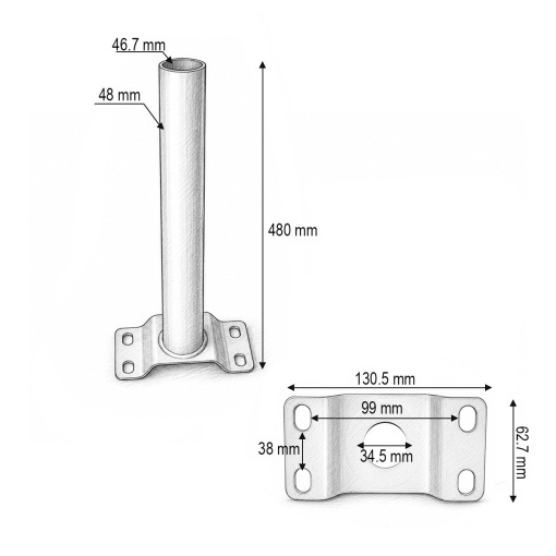Suport brat lampa iluminat stradal Ø48x480mm - Img 3