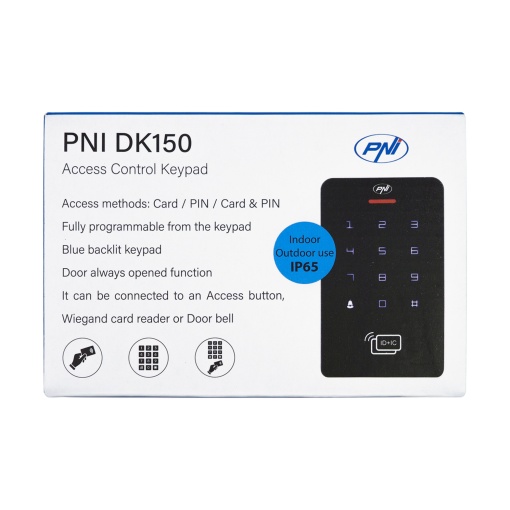 Tastatura control acces PNI DK150 stand alone, deblocare cu PIN, card RFID, IP65, negru - Img 8
