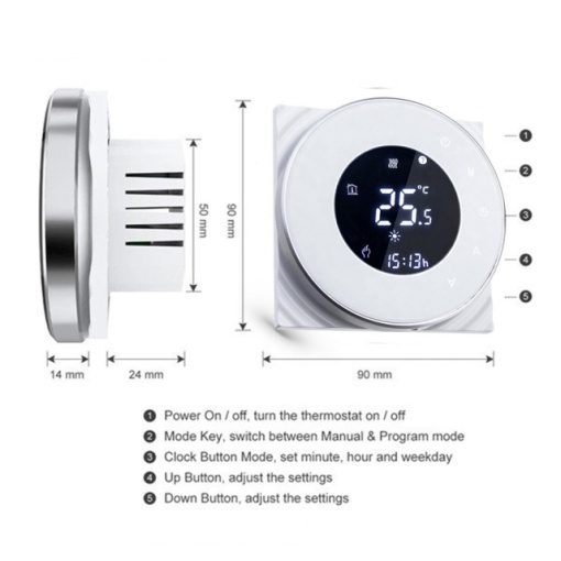 Termostat inteligent incastrabil PNI SafeHome PT38R WiFi 16A, control prin internet incalzire electrica in pardoseala, aplicatie mobil Tuya Smart, integrare in scenarii si automatizari smart cu alte p - Img 4