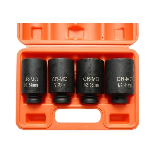 Trusa chei tubulare de impact lungi 34mm, 36mm, 38mm, 41mm, patrat 1/2 inch Cr-Mo 4 piese Breckner Germany - Img 3