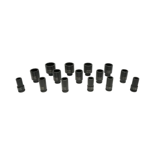 Trusa chei tubulare de impact lungi bihexagonale 17-50mm, patrat 3/4 inch Cr-Mo 15 piese Breckner Germany - Img 2