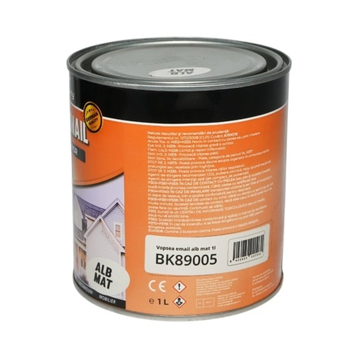 Vopsea email anticoroziva 3 in 1 alb mat pe baza de solvent 1L, direct pe rugina, interior si exterior Breckner Germany - Img 3