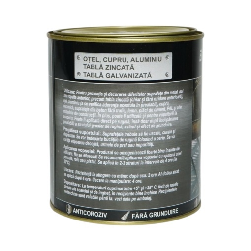 Vopsea email anticoroziva 3 in 1 albastru 650 pentru metal 750g, direct pe rugina, pe baza de apa Breckner Germany - Img 4