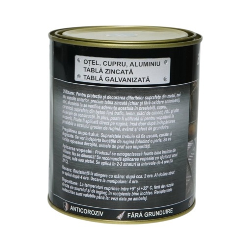 Vopsea email anticoroziva 3 in 1 argintie pentru metal 750g, direct pe rugina, pe baza de apa Breckner Germany - Img 4