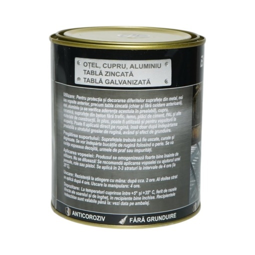 Vopsea email anticoroziva 3 in 1 maro ciocolatiu mat pentru metal 750g, direct pe rugina, pe baza de apa Breckner Germany - Img 4