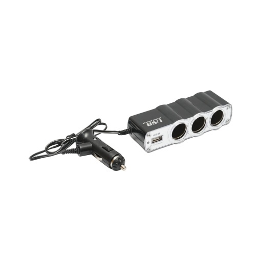 Adaptor triplu bricheta si 1 port usb cu cablu 1m - Img 4