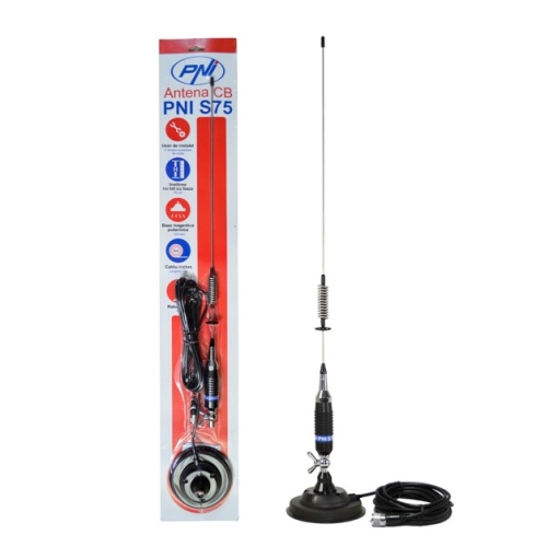 Antena CB PNI S75 cu fluture, 26-28MHz, lungime spic 54 cm, magnet 125mm inclus - Img 8