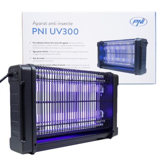 Aparat anti insecte PNI UV300 anti tantari, anti muste, insectocutor cu 2 tuburi ultraviolete, 20W, interior si exterior, montaj pe podea sau tavan - Img 6