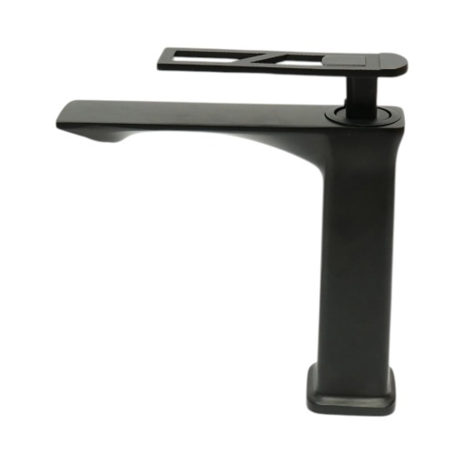 Baterie lavoar baie inalta patrata, monocomanda, negru mat, aliaj zinc, furtunuri incluse - Img 3