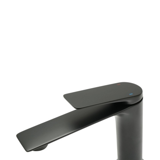 Baterie lavoar baie Premium din cupru, pipa lunga, design rotund, monocomanda, negru mat, furtunuri incluse - Img 9