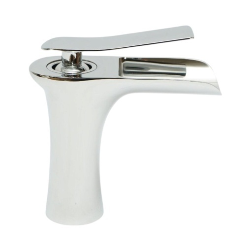 Baterie lavoar baie Premium din cupru, pipa tip cascada, design rotund, monocomanda, crom lucios, furtunuri incluse - Img 5