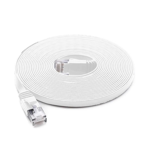 Cablu de retea plat S/STP CAT7 PNI U7050W, 2 x RJ45, 4 perechi de fire, 32AWG, cupru, 10 Gbps, 600 MHz, 5m, alb