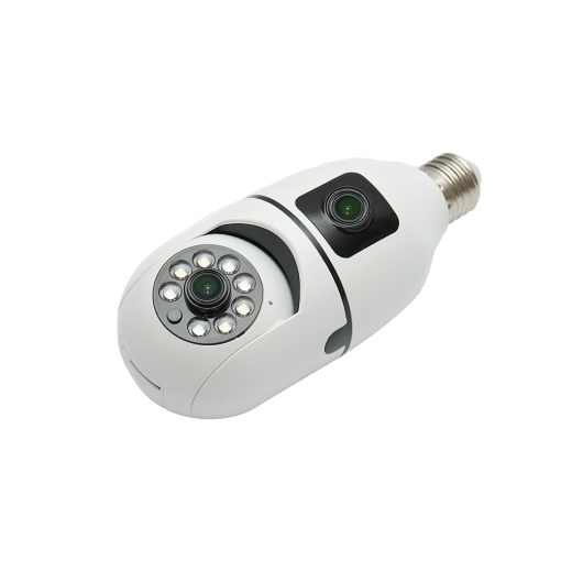 Camera de supraveghere smart 2MP tip bec E27, 2 obiective 1080P FHD, WIFI 2.4G cu senzor de miscare PTZ, night vision si aplicatie V380 Pro - Img 4