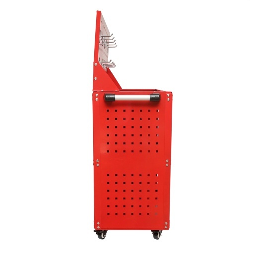 Carucior scule metalic pe roti cu 3 rafturi si panou perforat cu suporti unelte 660x360x1080mm - Img 6