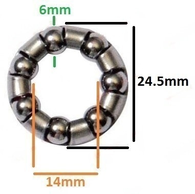 Coronita bicicleta 24.5 x 14mm Ø 6mm - Img 2