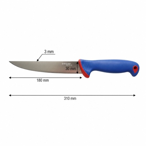 Cutit de transat si injunghiat profesional 18cm, lama otel 5Cr15MoV, maner Nylon albastru-rosu Breckner Germany - Img 4
