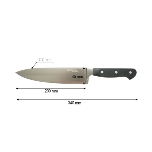 Cutitul bucatarului profesional 20cm, lama otel 5Cr15MoV, maner ABS negru Breckner Germany - Img 4