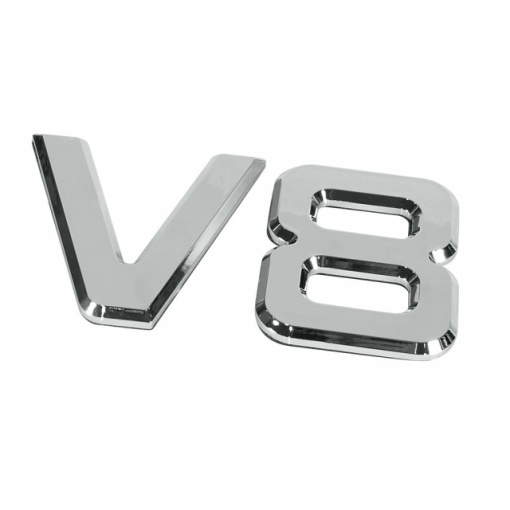 Emblema 3D cromata V8-92x165 mm