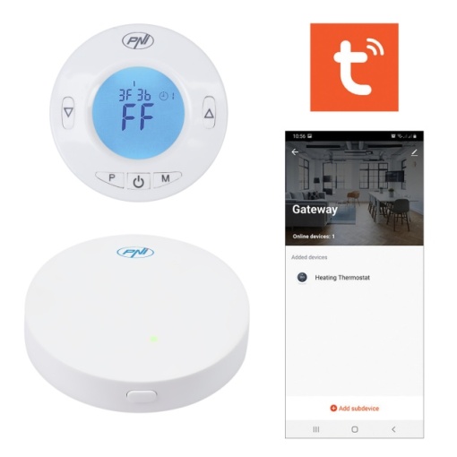 Hub Internet PNI CT25WIFI pentru Cap termostatic PNI CT25T, pentru control temperatura calorifere din aplicatie mobil Tuya Smart, integrare in scenarii si automatizari smart cu alte produse compatibil - Img 5