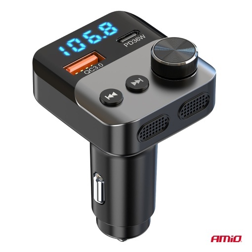Incarcator - Modulator FM - Bluetooth 1×USB-A 1×USB-C 12V 24V Amio - Img 3