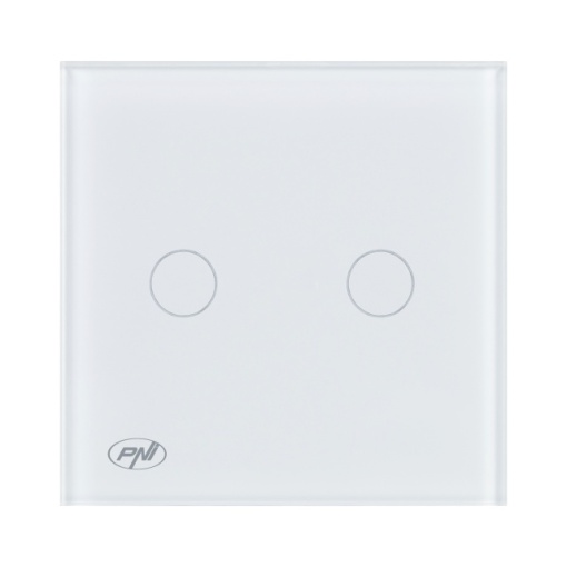 Intrerupator cap scara si cap cruce dublu cu touch PNI CS202W din sticla, alb cu LED indicator, 800W / intrerupator - Img 2