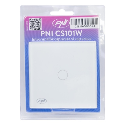 Intrerupator cap scara si cap cruce simplu cu touch PNI CS101W din sticla, alb cu LED indicator, 800W - Img 3