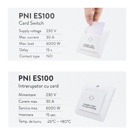 Intrerupator cu card PNI ES100 Mifare 13.56MHz - Img 3