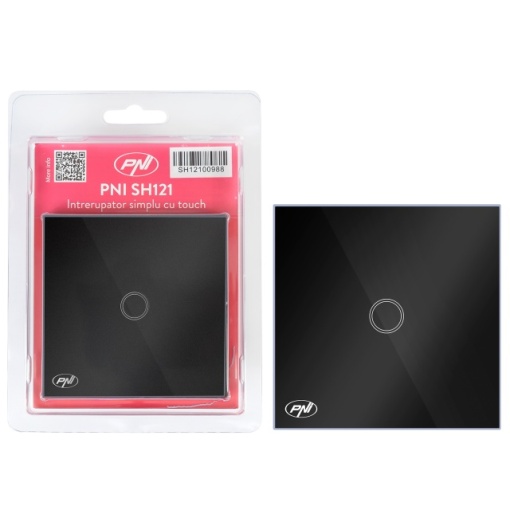 Intrerupator simplu cu touch PNI SH121, din sticla, negru, cu LED indicator, 10A 200W - Img 7