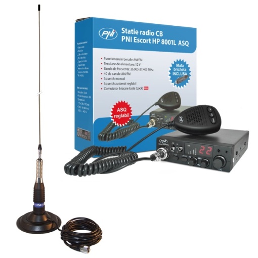 Kit Statie radio CB PNI ESCORT HP 8001L ASQ cu casti PNI HS81 + Antena CB PNI ML160 cu magnet 145mm, lungime 155 cm - Img 4