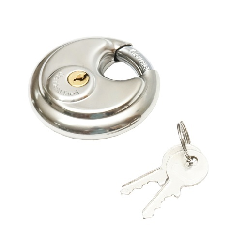 Lacat tip disc din otel inoxidabil cu 2 chei - Img 2