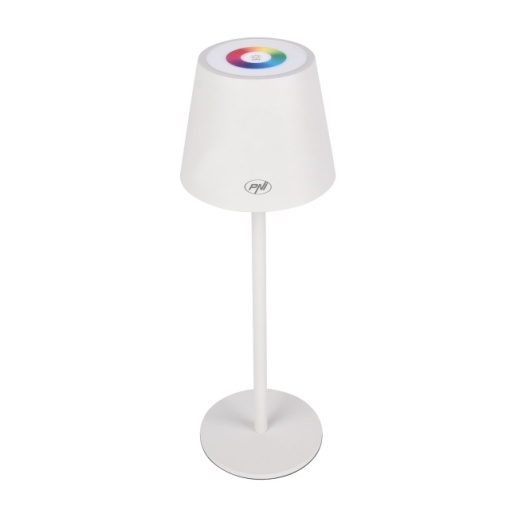 Lampa de masa PNI LT05W RGB 3W, cu acumulator, incarcare USB, culoare Alb - Img 2