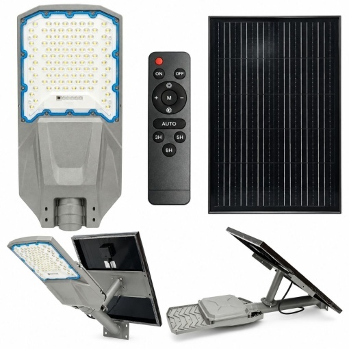 Lampa solara LED iluminat stradal 500W cu panou solar 50W, baterie LiFePO4 55000mAh, telecomanda si suport prindere Breckner Germany - Img 2