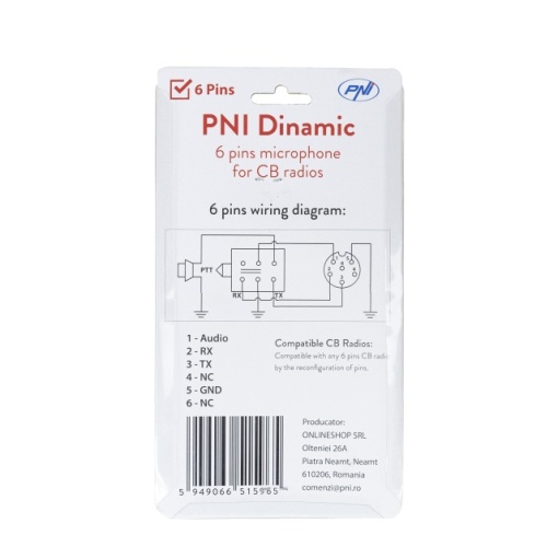 Microfon PNI Dinamic cu 6 pini pentru statie radio CB - Img 6