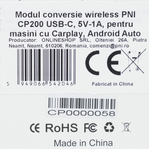 Modul conversie wireless PNI CP200 USB-C, 5V-1A, pentru masini cu Carplay, Android Auto din fabrica prin cablu - Img 7