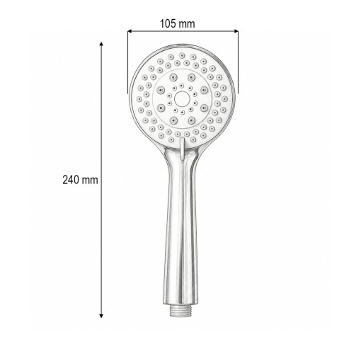Para de dus baie rotunda, 5 functii, crom lucios, plastic 105x240mm - Img 4