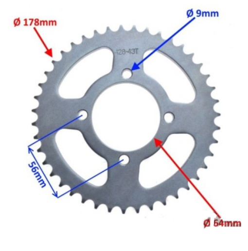 Pinion lant 428, 43 dinti Yamaha YBR 125cc - Img 2