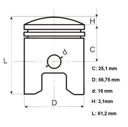 Piston scuter 2T 125CC Cagiva Mito 56.75mm - Img 2