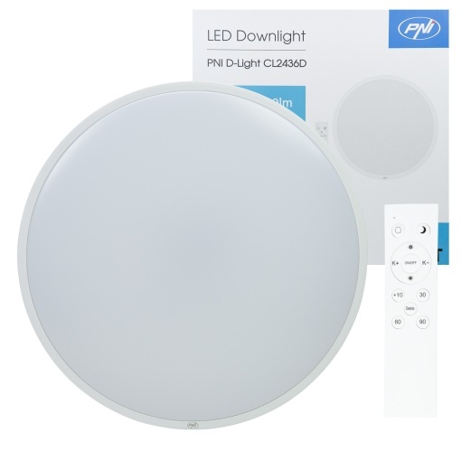 Plafoniera LED PNI D-Light CL2436D 36W, dimabila, cu telecomanda, rotunda 41 cm, 3000K-6500K, alimentare 230V, 3600 lm, alb - Img 2