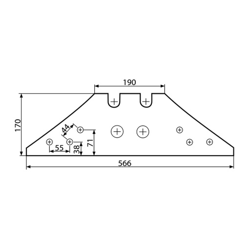 Plaz scurt plug Kverneland 170x570mm cod OEM 73608, 073608 - Img 2