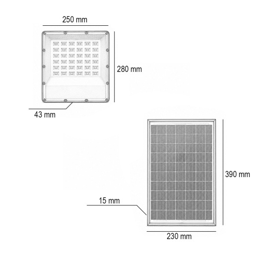 Proiector LED 300W, 6500K cu panou solar bifacial 30W, baterie LiFePO4 15000mAh si telecomanda IP66 Breckner Germany - Img 4