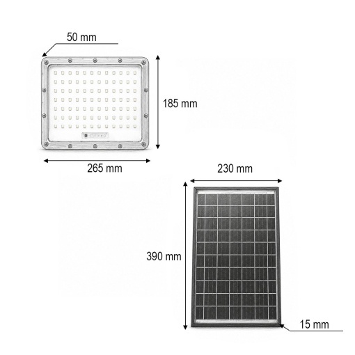 Proiector LED 300W, 6500K cu panou solar bifacial 30W, baterie LiFePO4 15000mAh si telecomanda IP66 Breckner Germany - Img 4